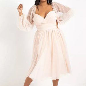 Nabela Noor x Eloquii  Tiered Puff Sleeve Dress